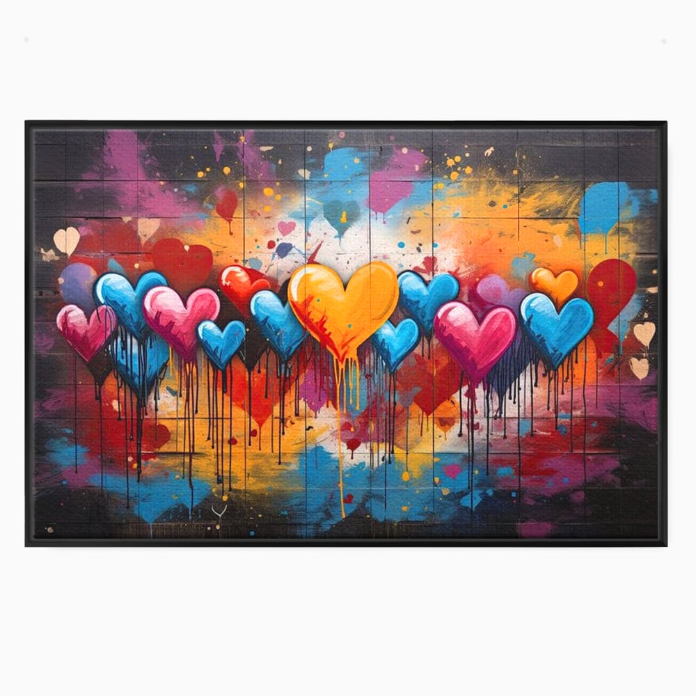 Tablou Canvas Premium LuxCanva® E1017, Explozie de Inimi, Baloane, Fericire, Sarbatoare, Bucurie, Emotie, Living Room, Culori vibrante