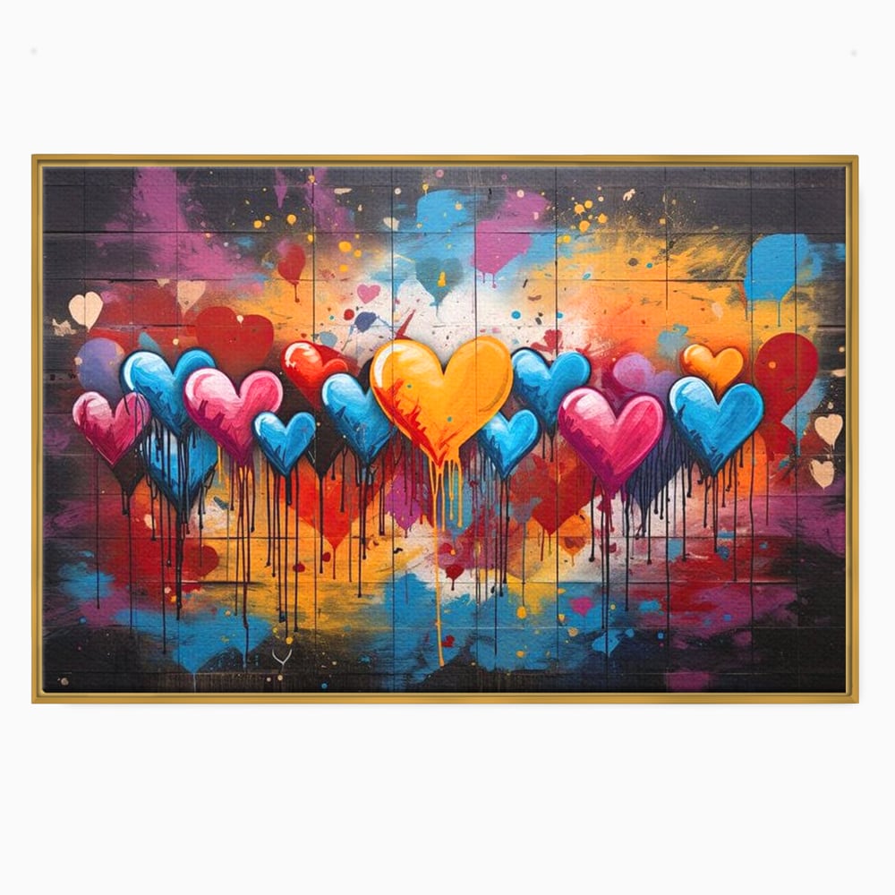Tablou Canvas Premium LuxCanva® E1017, Explozie de Inimi, Baloane, Fericire, Sarbatoare, Bucurie, Emotie, Living Room, Culori vibrante
