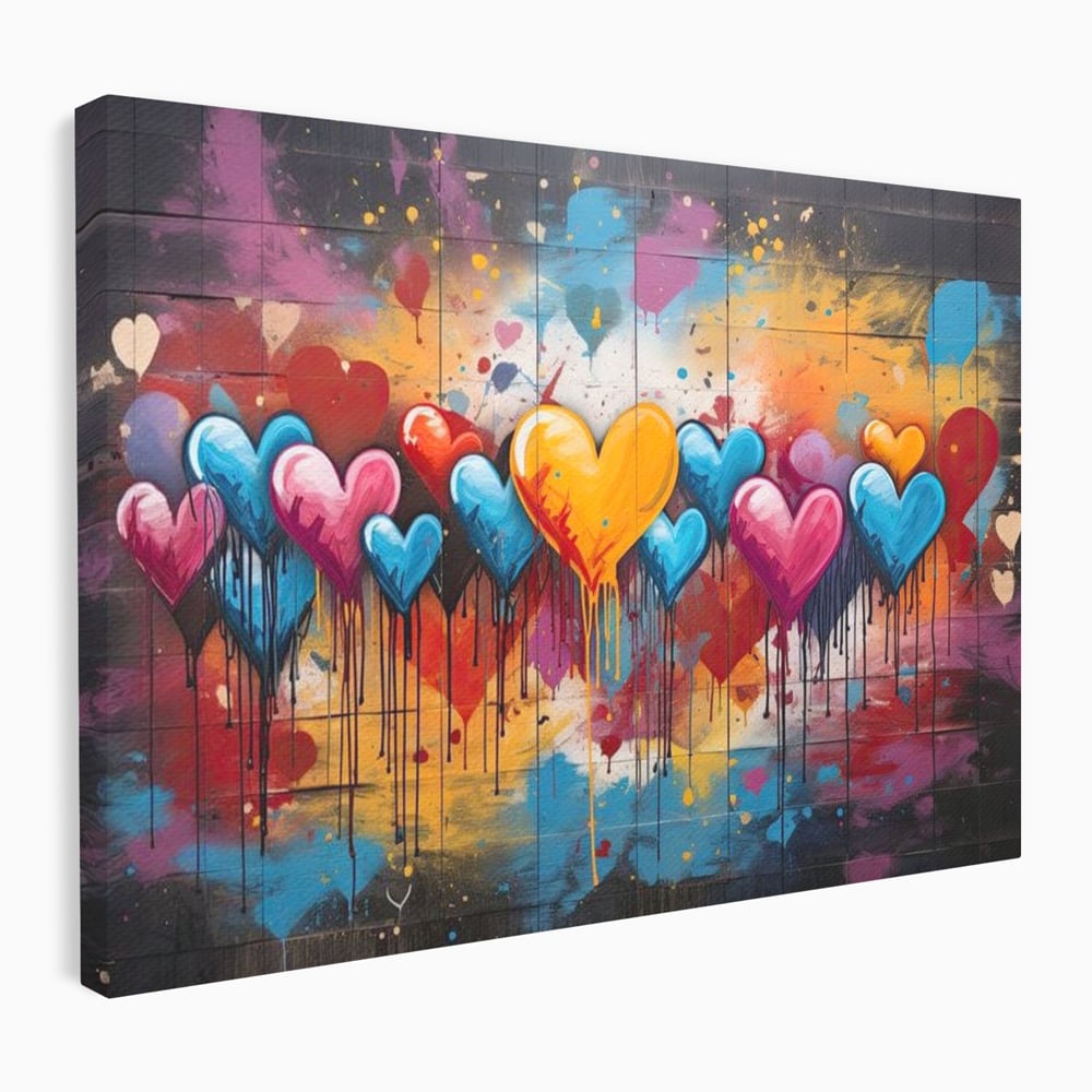 Tablou Canvas Premium LuxCanva® E1017, Explozie de Inimi, Baloane, Fericire, Sarbatoare, Bucurie, Emotie, Living Room, Culori vibrante