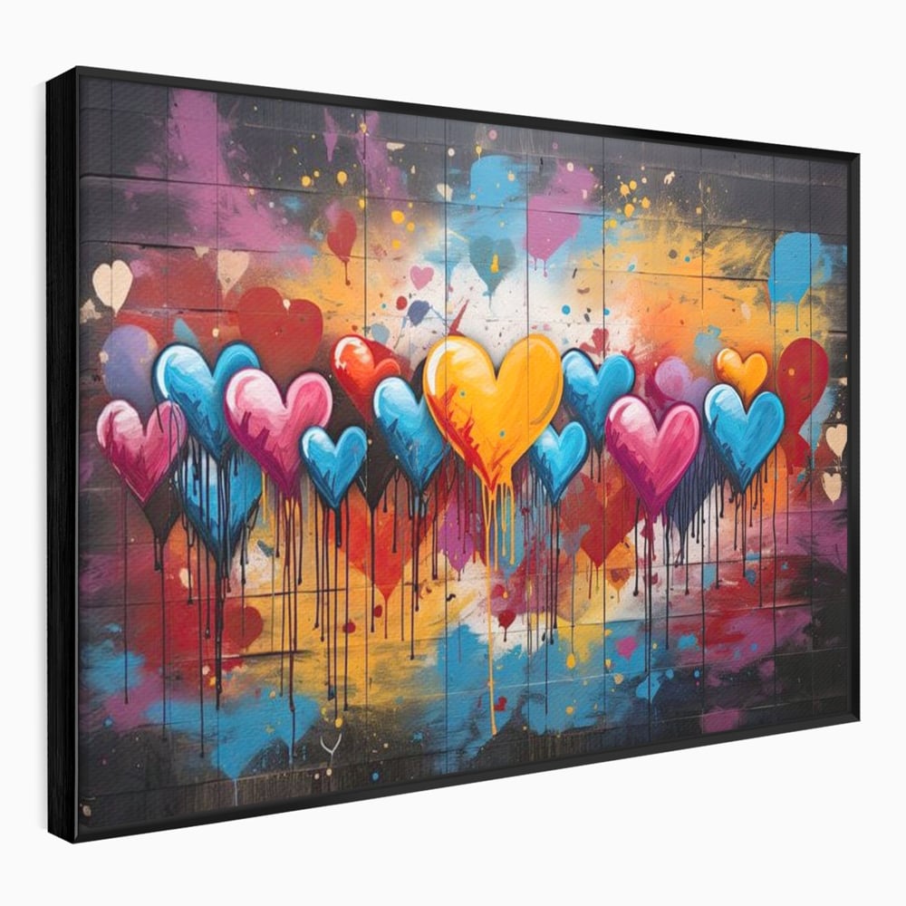 Tablou Canvas Premium LuxCanva® E1017, Explozie de Inimi, Baloane, Fericire, Sarbatoare, Bucurie, Emotie, Living Room, Culori vibrante