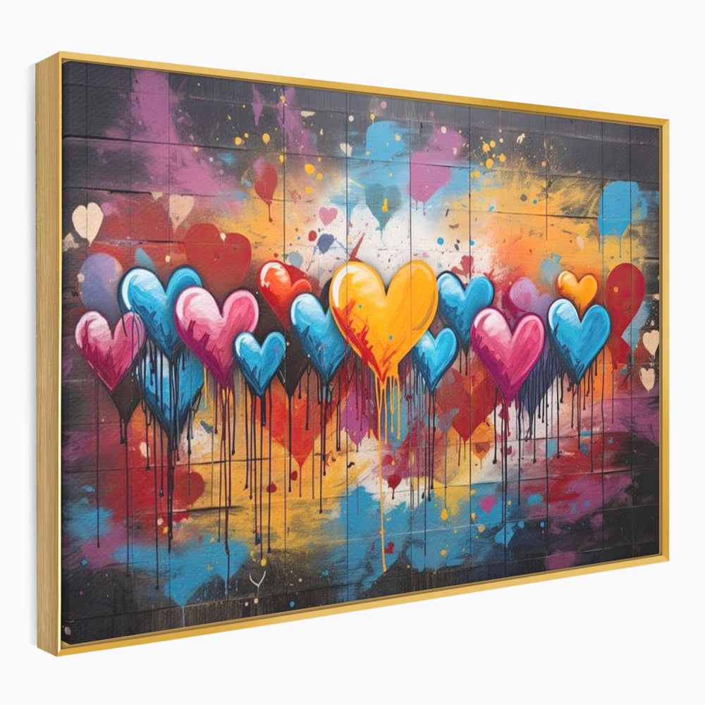 Tablou Canvas Premium LuxCanva® E1017, Explozie de Inimi, Baloane, Fericire, Sarbatoare, Bucurie, Emotie, Living Room, Culori vibrante