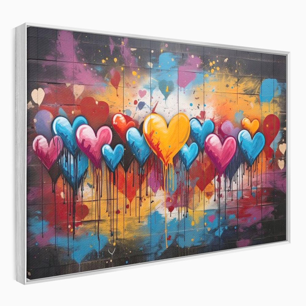 Tablou Canvas Premium LuxCanva® E1017, Explozie de Inimi, Baloane, Fericire, Sarbatoare, Bucurie, Emotie, Living Room, Culori vibrante