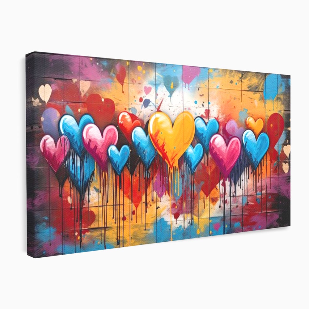 Tablou Canvas Premium LuxCanva® E1017, Explozie de Inimi, Baloane, Fericire, Sarbatoare, Bucurie, Emotie, Living Room, Culori vibrante