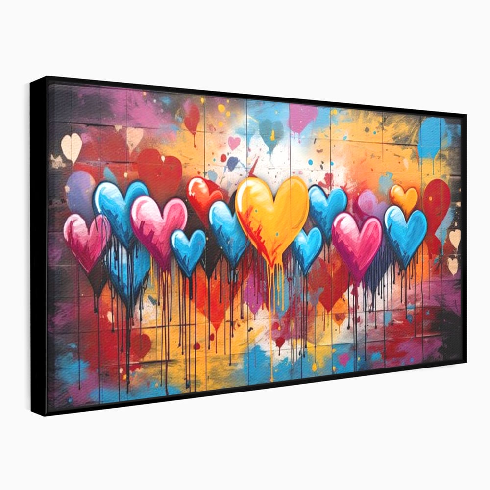 Tablou Canvas Premium LuxCanva® E1017, Explozie de Inimi, Baloane, Fericire, Sarbatoare, Bucurie, Emotie, Living Room, Culori vibrante