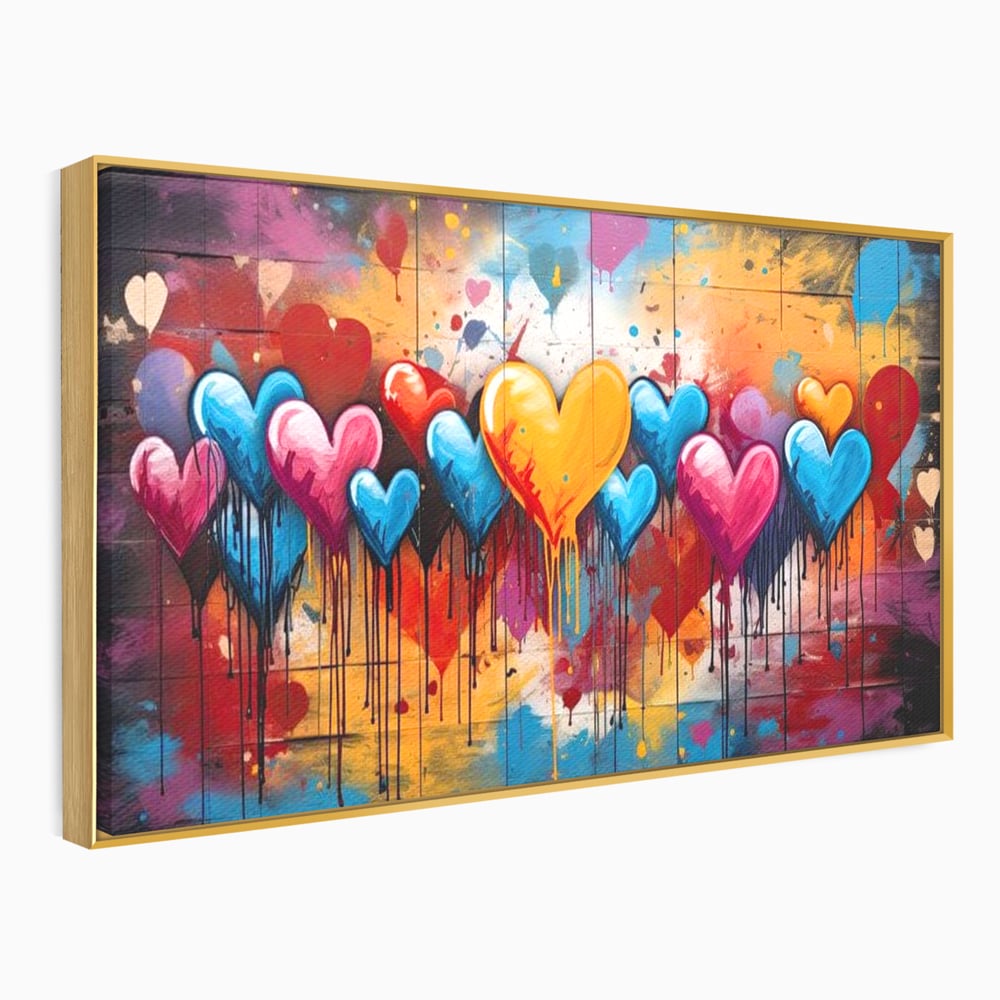 Tablou Canvas Premium LuxCanva® E1017, Explozie de Inimi, Baloane, Fericire, Sarbatoare, Bucurie, Emotie, Living Room, Culori vibrante
