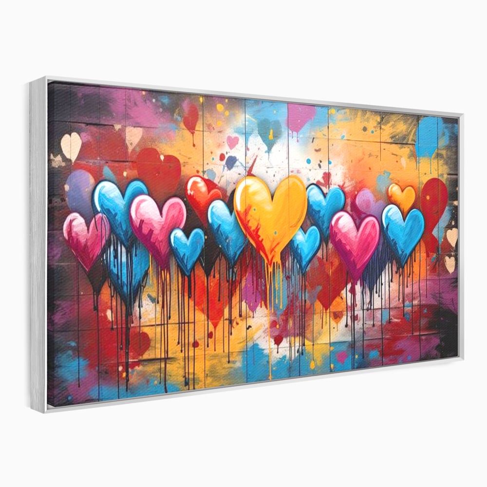 Tablou Canvas Premium LuxCanva® E1017, Explozie de Inimi, Baloane, Fericire, Sarbatoare, Bucurie, Emotie, Living Room, Culori vibrante