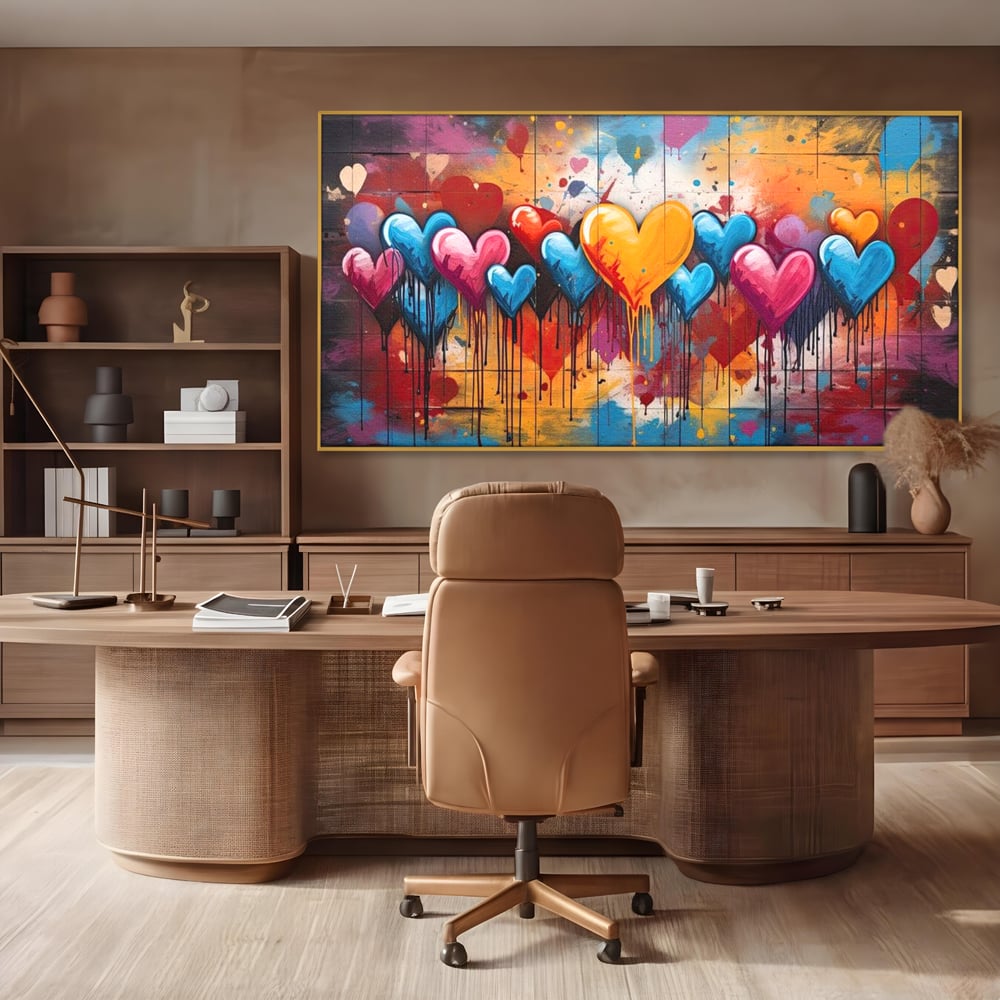 Tablou Canvas Premium LuxCanva® E1017, Explozie de Inimi, Baloane, Fericire, Sarbatoare, Bucurie, Emotie, Living Room, Culori vibrante