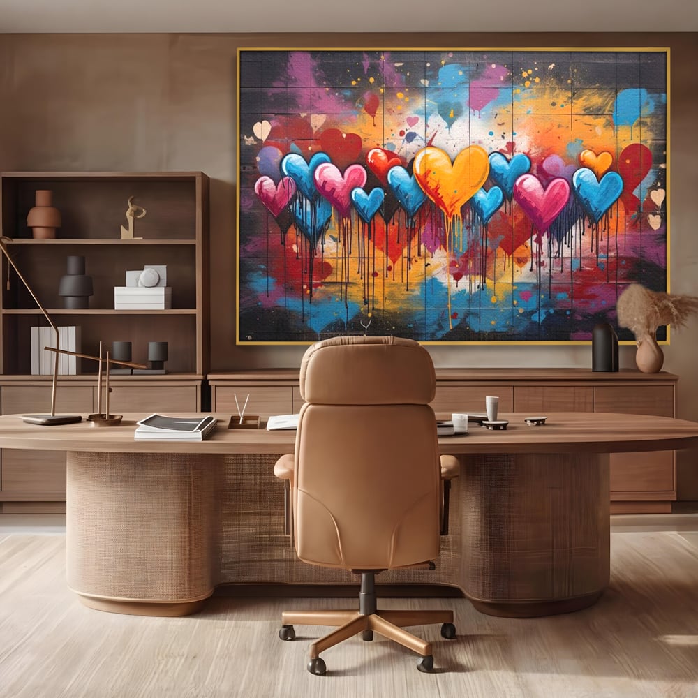 Tablou Canvas Premium LuxCanva® E1017, Explozie de Inimi, Baloane, Fericire, Sarbatoare, Bucurie, Emotie, Living Room, Culori vibrante