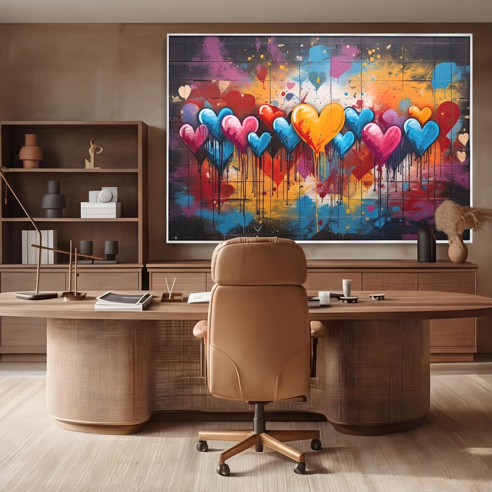 Tablou Canvas Premium LuxCanva® E1017, Explozie de Inimi, Baloane, Fericire, Sarbatoare, Bucurie, Emotie, Living Room, Culori vibrante