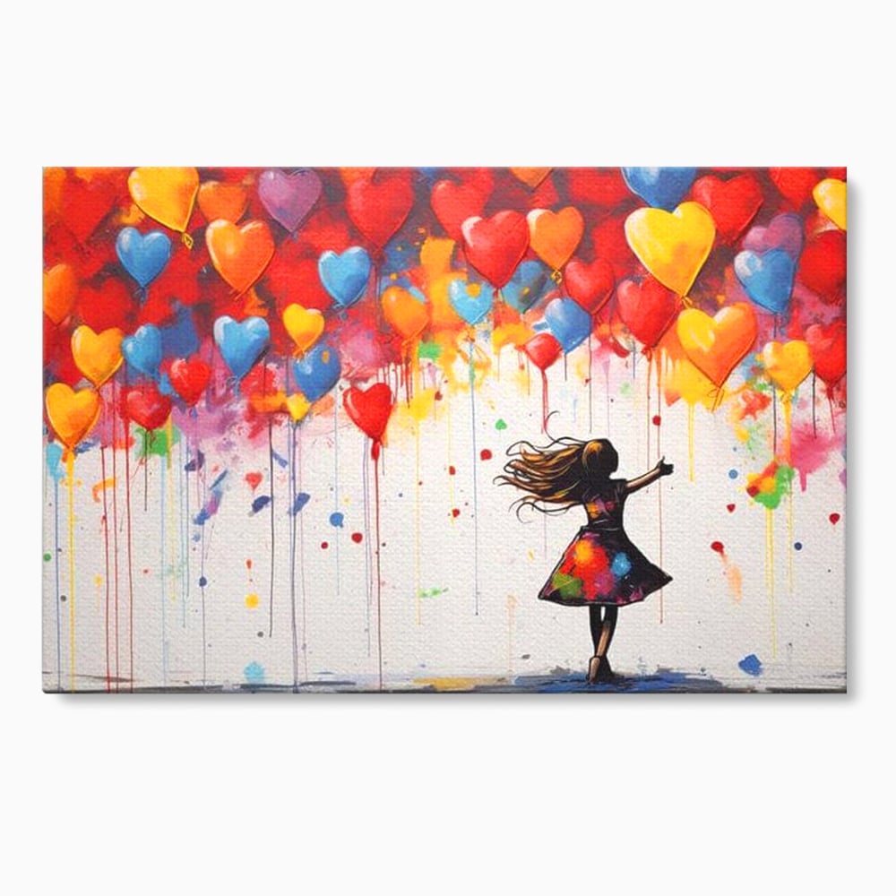 Leinwandbilder Premium LuxCanva® E1018, Herzen, die Wünsche tragen, Himmel, Herzen, Träume, Träume, Seele, Liebe, Wohnzimmer, leuchtende Farben