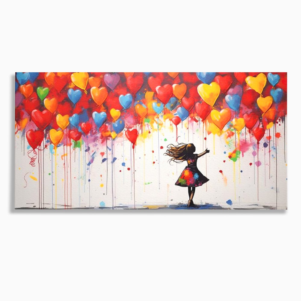 Leinwandbilder Premium LuxCanva® E1018, Herzen, die Wünsche tragen, Himmel, Herzen, Träume, Träume, Seele, Liebe, Wohnzimmer, leuchtende Farben
