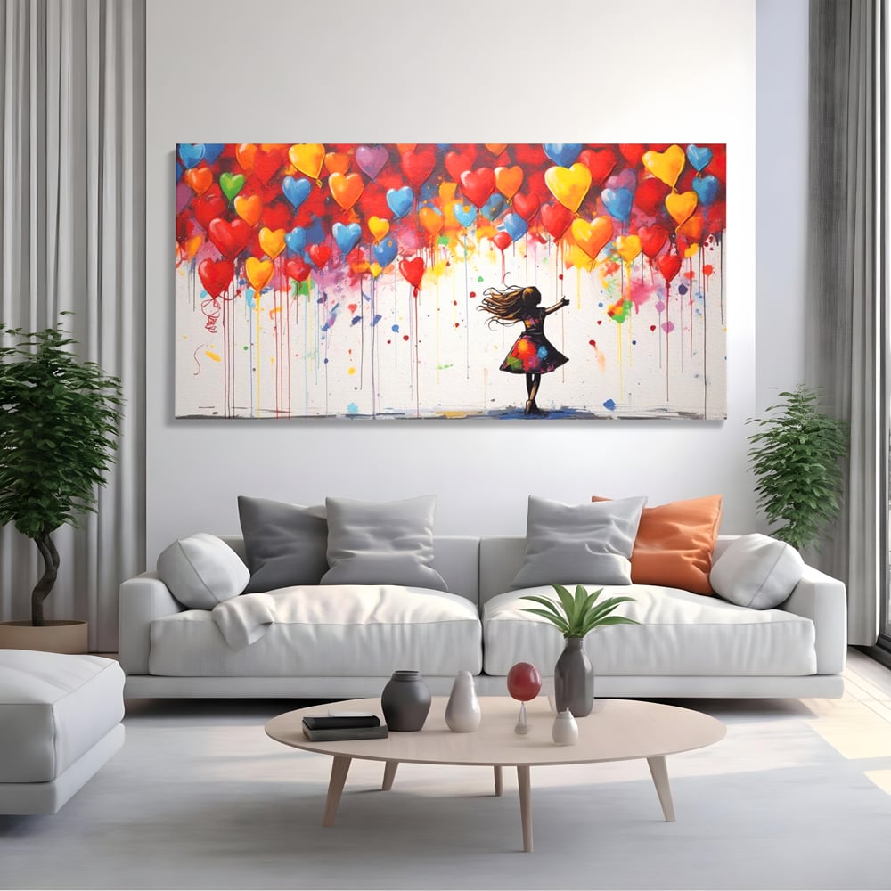 Leinwandbilder Premium LuxCanva® E1018, Herzen, die Wünsche tragen, Himmel, Herzen, Träume, Träume, Seele, Liebe, Wohnzimmer, leuchtende Farben