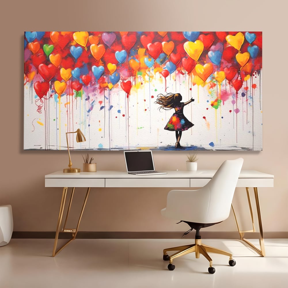 Leinwandbilder Premium LuxCanva® E1018, Herzen, die Wünsche tragen, Himmel, Herzen, Träume, Träume, Seele, Liebe, Wohnzimmer, leuchtende Farben
