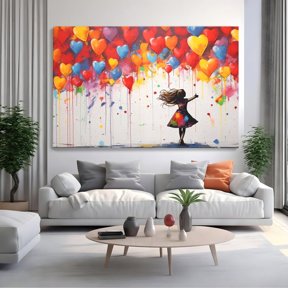 Leinwandbilder Premium LuxCanva® E1018, Herzen, die Wünsche tragen, Himmel, Herzen, Träume, Träume, Seele, Liebe, Wohnzimmer, leuchtende Farben
