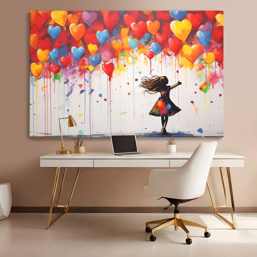 Leinwandbilder Premium LuxCanva® E1018, Herzen, die Wünsche tragen, Himmel, Herzen, Träume, Träume, Seele, Liebe, Wohnzimmer, leuchtende Farben