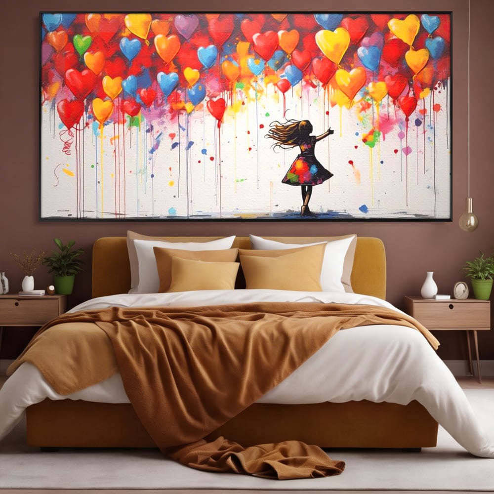 Leinwandbilder Premium LuxCanva® E1018, Herzen, die Wünsche tragen, Himmel, Herzen, Träume, Träume, Seele, Liebe, Wohnzimmer, leuchtende Farben