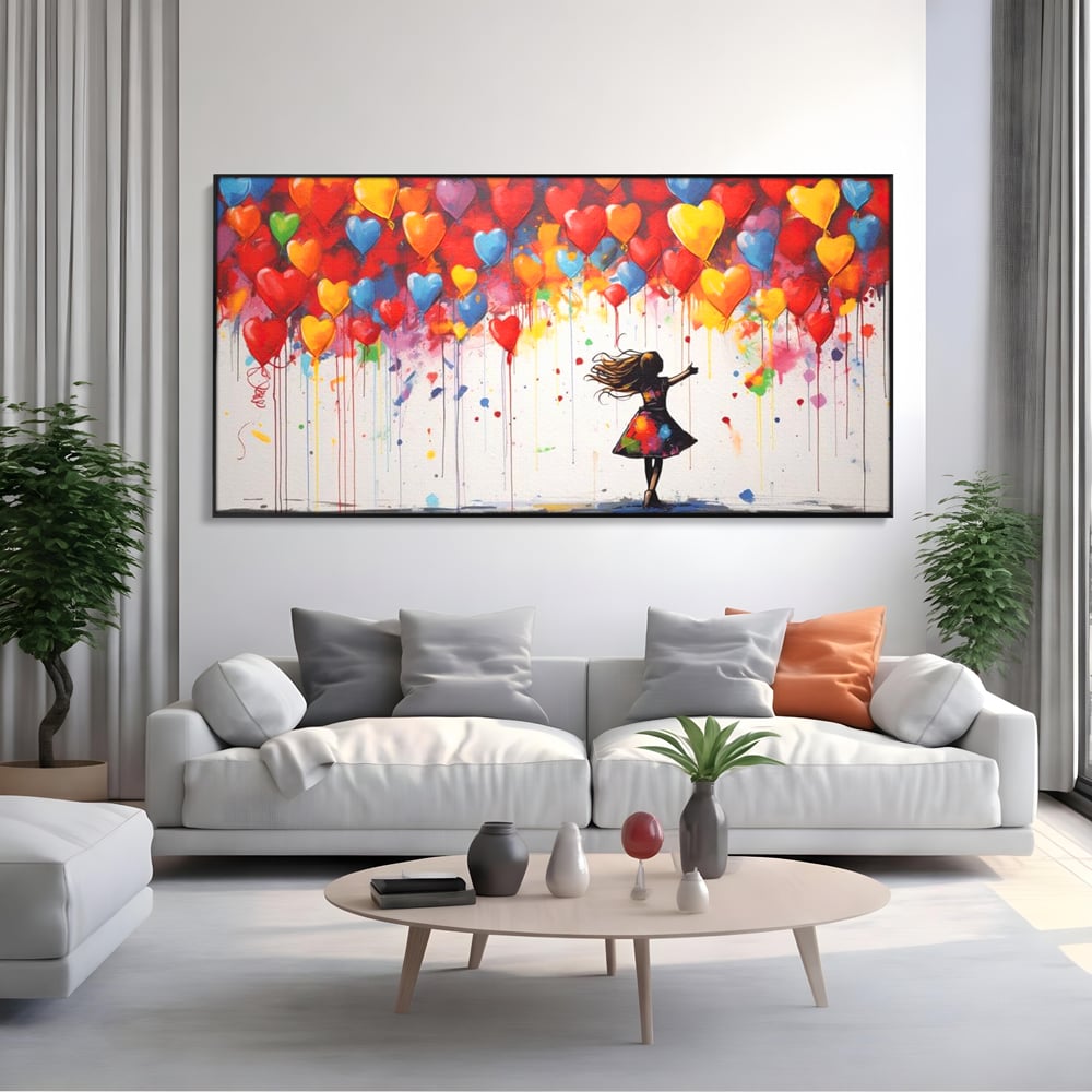 Leinwandbilder Premium LuxCanva® E1018, Herzen, die Wünsche tragen, Himmel, Herzen, Träume, Träume, Seele, Liebe, Wohnzimmer, leuchtende Farben