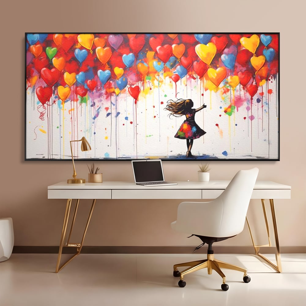 Leinwandbilder Premium LuxCanva® E1018, Herzen, die Wünsche tragen, Himmel, Herzen, Träume, Träume, Seele, Liebe, Wohnzimmer, leuchtende Farben