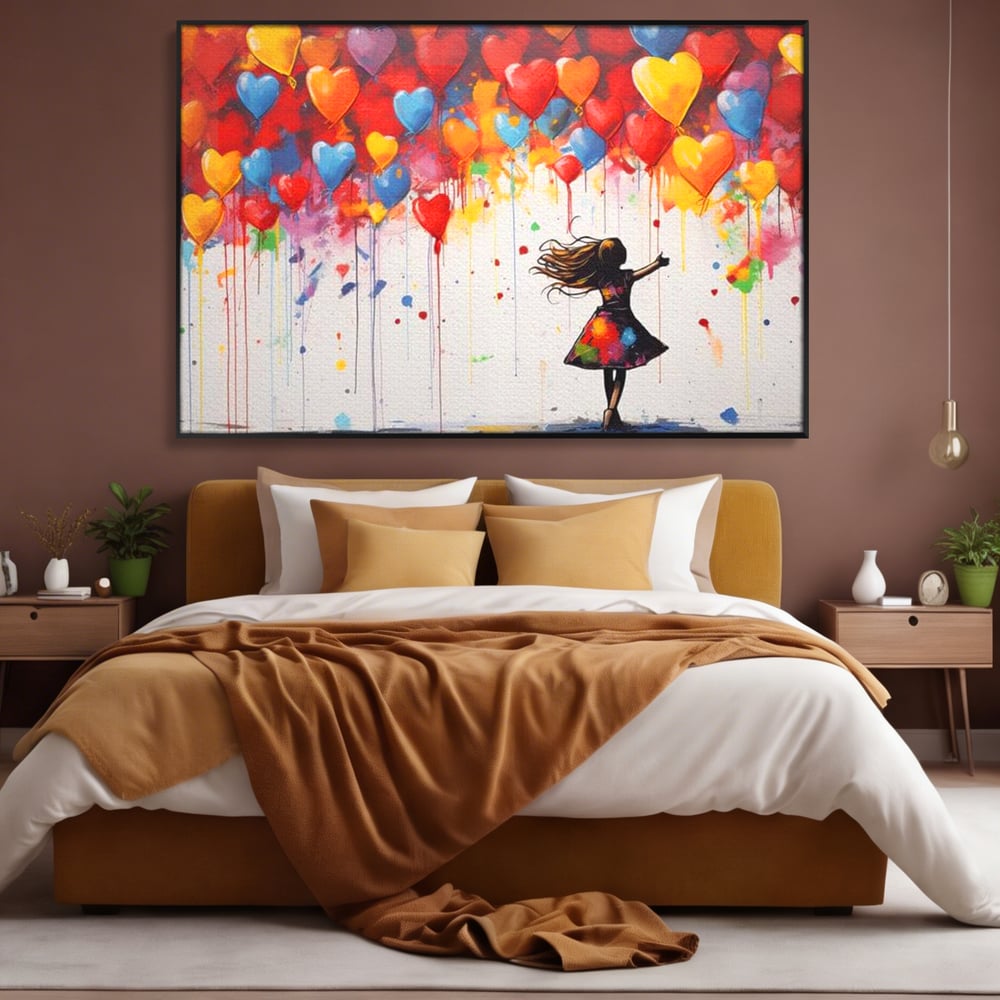 Leinwandbilder Premium LuxCanva® E1018, Herzen, die Wünsche tragen, Himmel, Herzen, Träume, Träume, Seele, Liebe, Wohnzimmer, leuchtende Farben