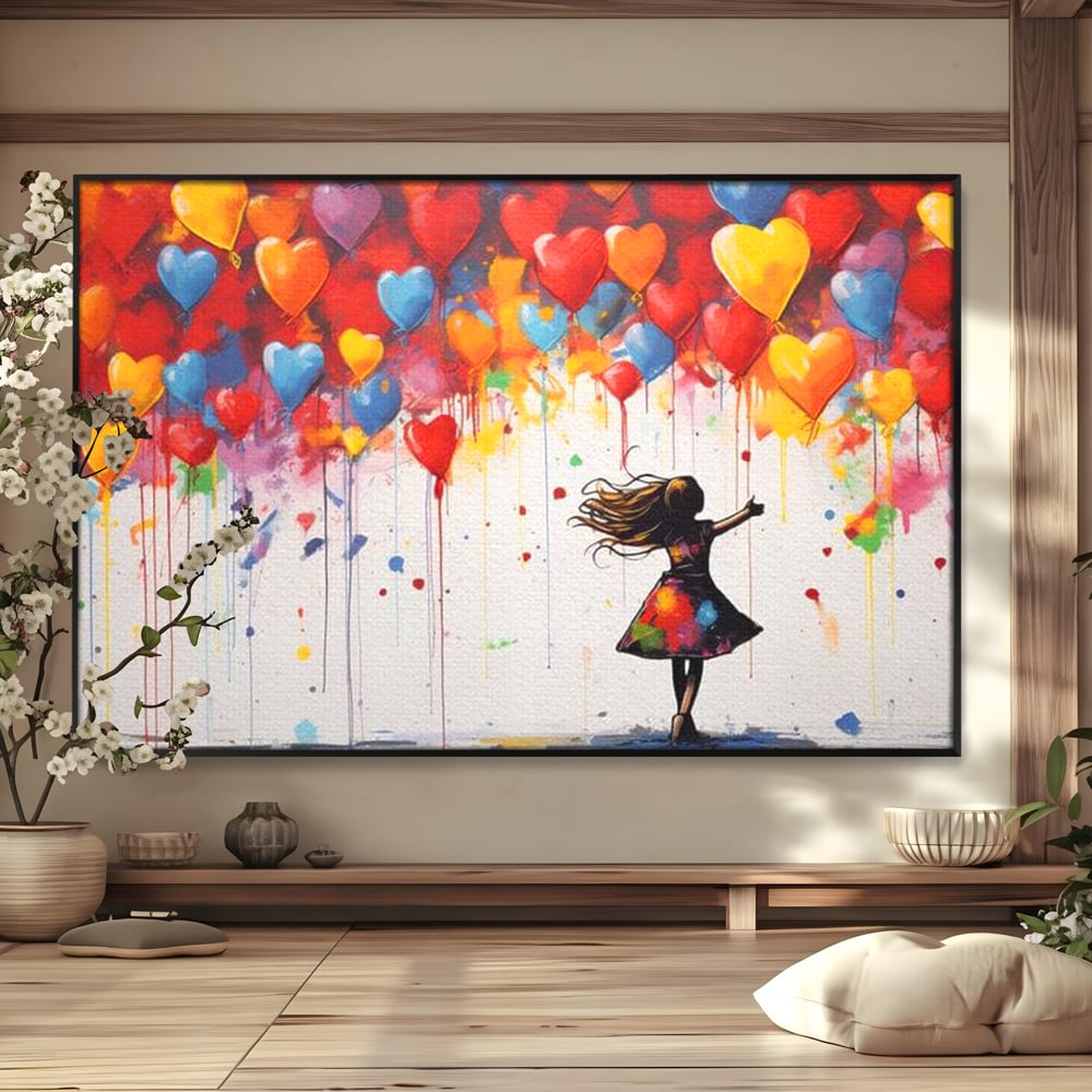 Leinwandbilder Premium LuxCanva® E1018, Herzen, die Wünsche tragen, Himmel, Herzen, Träume, Träume, Seele, Liebe, Wohnzimmer, leuchtende Farben