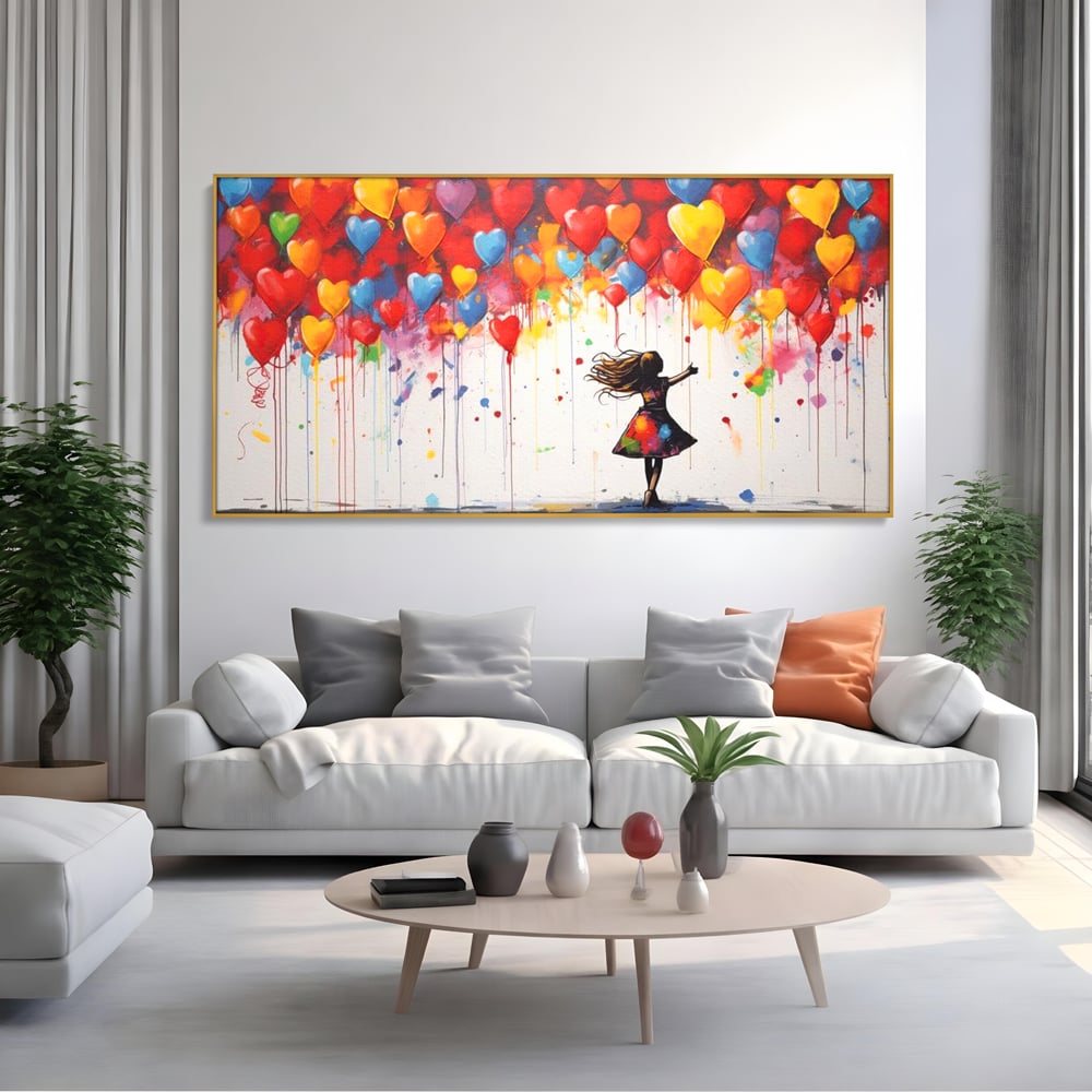 Leinwandbilder Premium LuxCanva® E1018, Herzen, die Wünsche tragen, Himmel, Herzen, Träume, Träume, Seele, Liebe, Wohnzimmer, leuchtende Farben