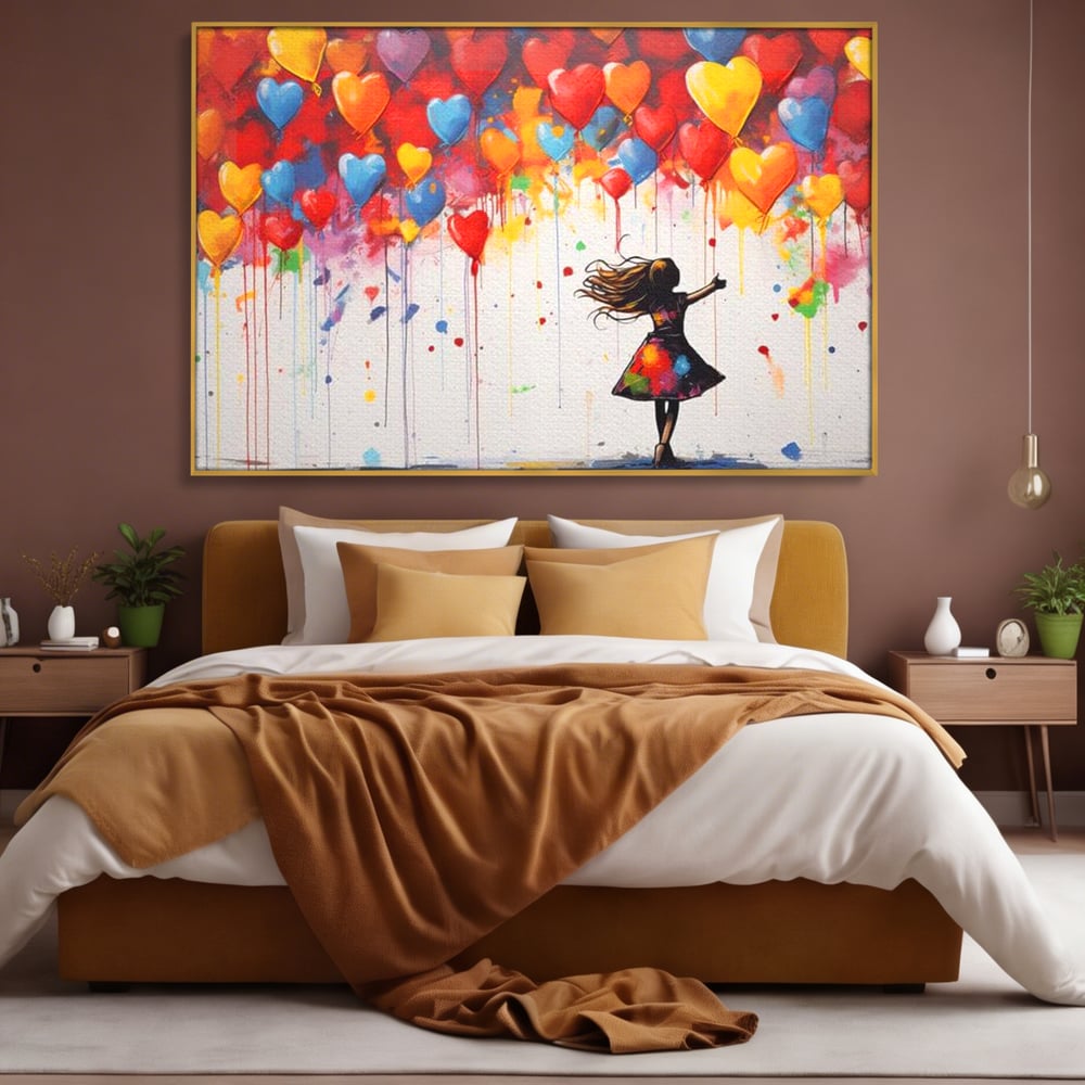 Leinwandbilder Premium LuxCanva® E1018, Herzen, die Wünsche tragen, Himmel, Herzen, Träume, Träume, Seele, Liebe, Wohnzimmer, leuchtende Farben