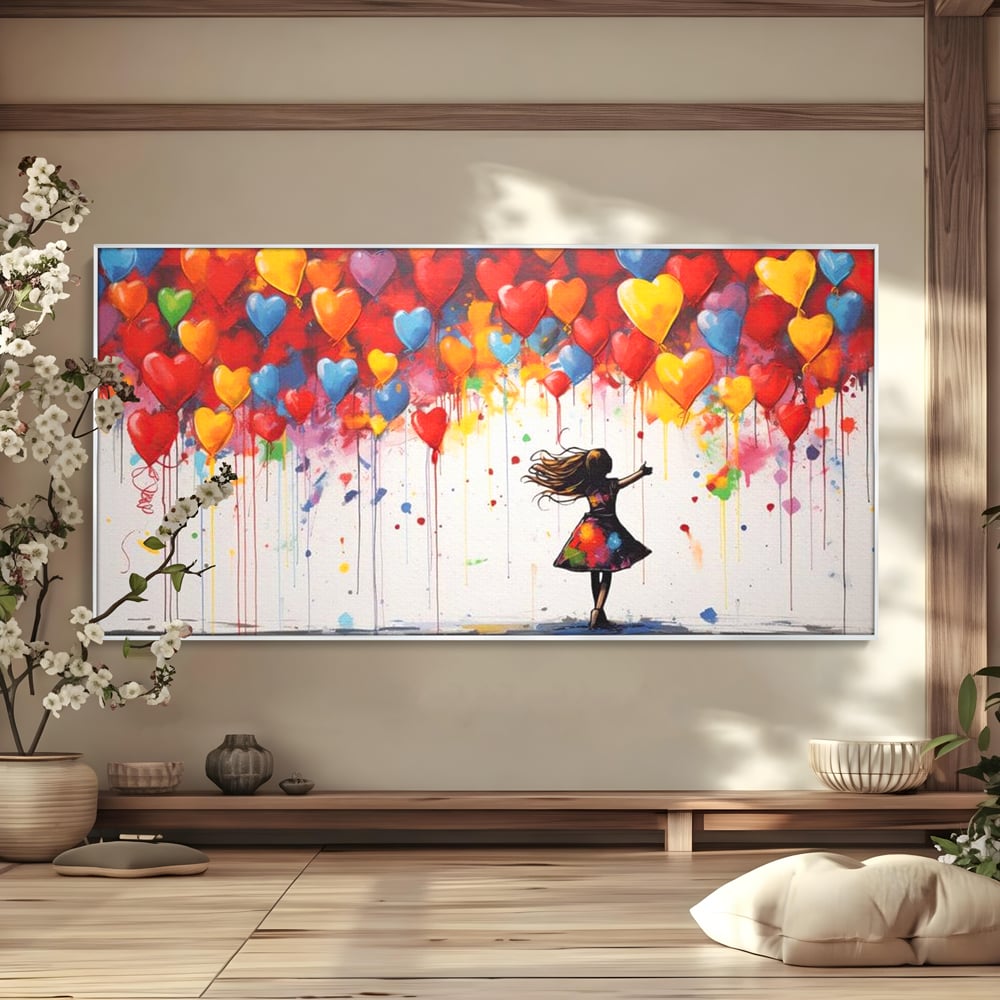 Leinwandbilder Premium LuxCanva® E1018, Herzen, die Wünsche tragen, Himmel, Herzen, Träume, Träume, Seele, Liebe, Wohnzimmer, leuchtende Farben