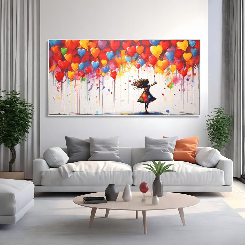 Leinwandbilder Premium LuxCanva® E1018, Herzen, die Wünsche tragen, Himmel, Herzen, Träume, Träume, Seele, Liebe, Wohnzimmer, leuchtende Farben