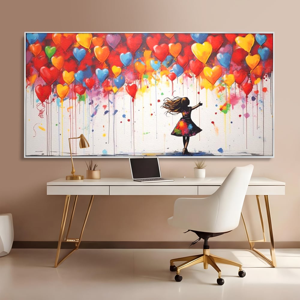 Leinwandbilder Premium LuxCanva® E1018, Herzen, die Wünsche tragen, Himmel, Herzen, Träume, Träume, Seele, Liebe, Wohnzimmer, leuchtende Farben