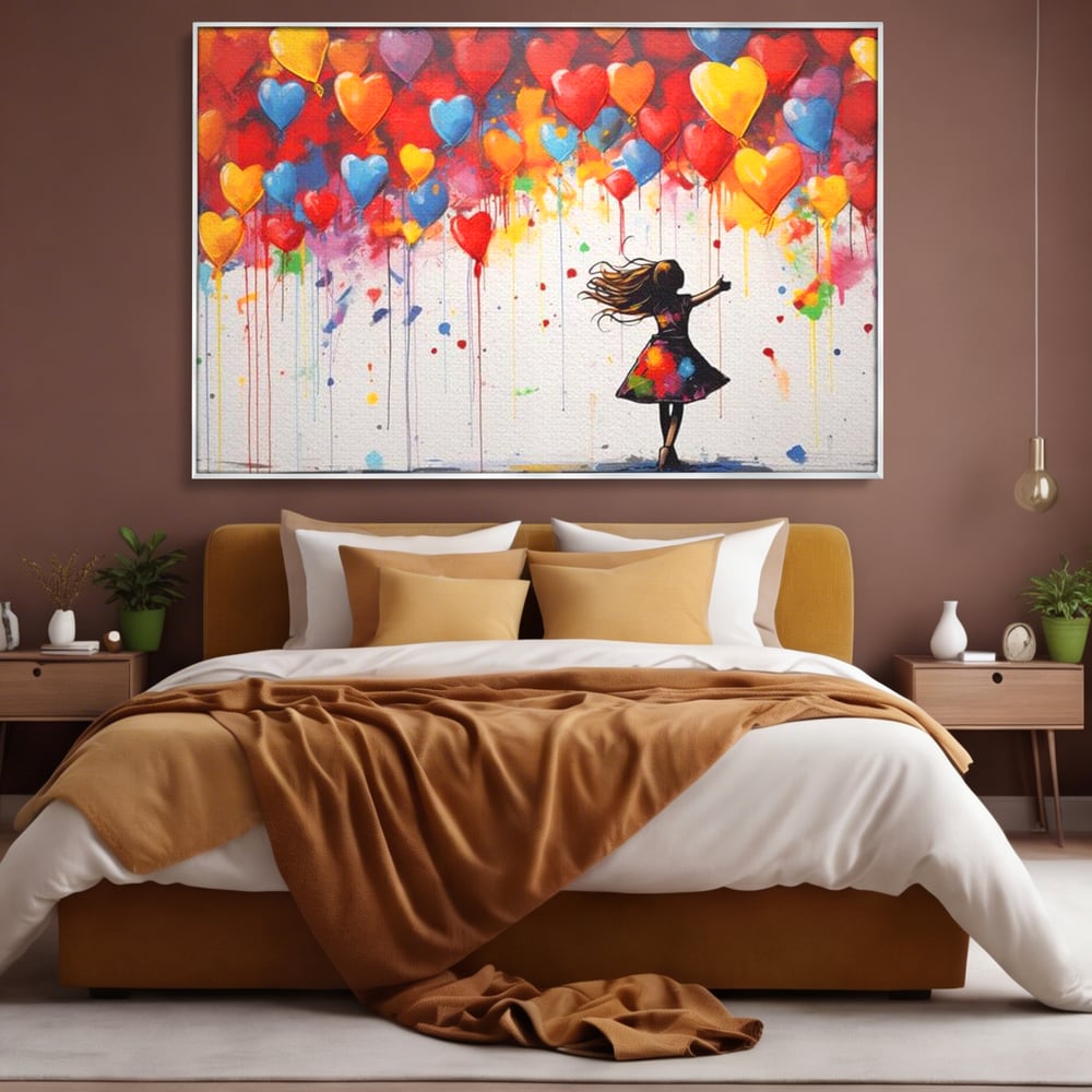 Leinwandbilder Premium LuxCanva® E1018, Herzen, die Wünsche tragen, Himmel, Herzen, Träume, Träume, Seele, Liebe, Wohnzimmer, leuchtende Farben
