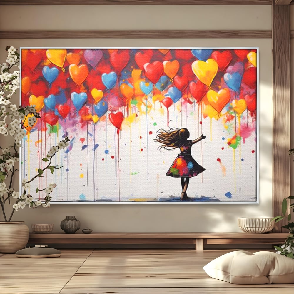 Leinwandbilder Premium LuxCanva® E1018, Herzen, die Wünsche tragen, Himmel, Herzen, Träume, Träume, Seele, Liebe, Wohnzimmer, leuchtende Farben