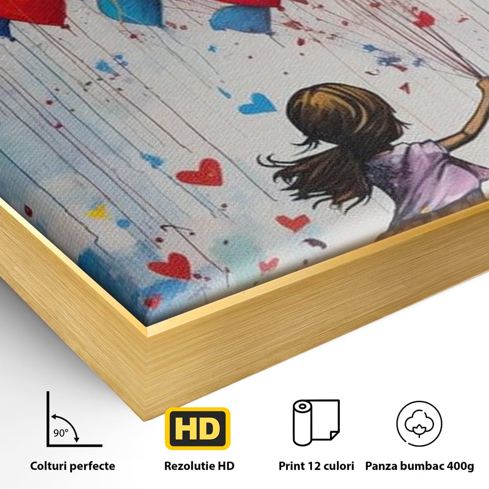 Tablou Canvas Premium LuxCanva® E1019, Inaltarea Inimilor spre Cer, Dor, Fir, Vise, Calatorie, Inimi, Living Room, Culori vibrante