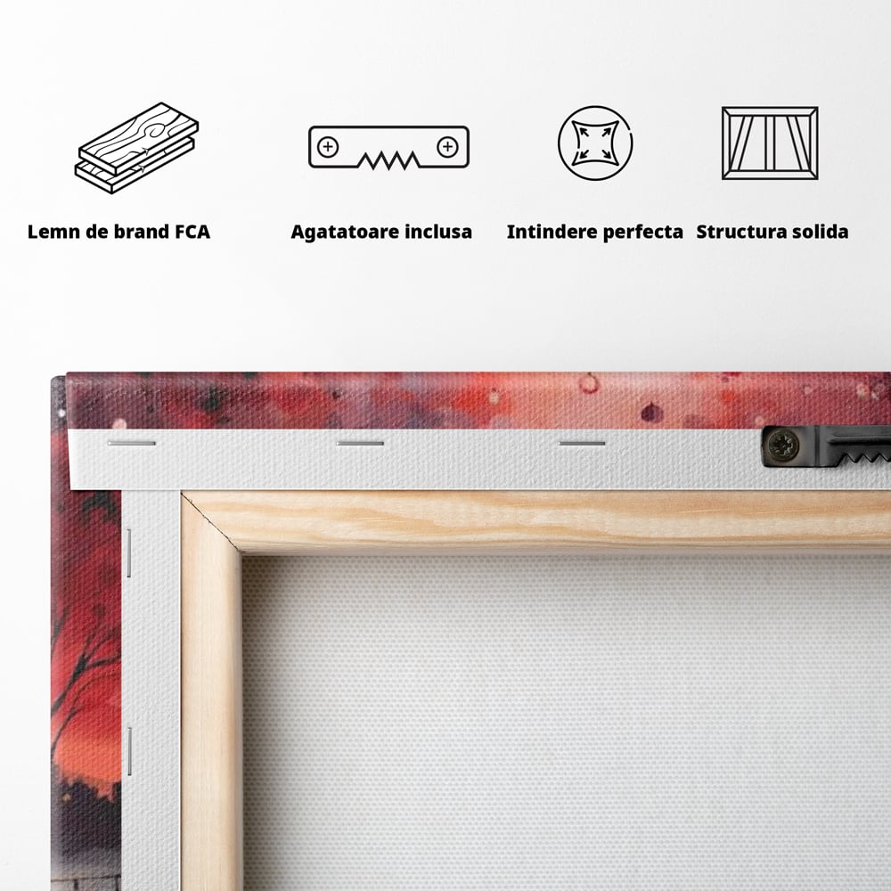 Tablou Canvas Premium LuxCanva® E1021, Plimbare Sub Cerul Inflacarat, Apus, Doi, Cuplu, Apa, Urban, Living Room, Culori vibrante