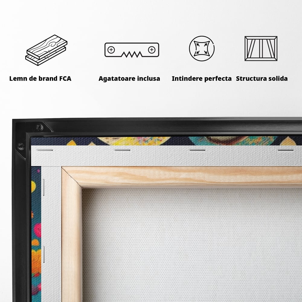 Leinwandbilder Premium LuxCanva® E1022, Die Eulen der Liebe, Eulen, Verbindung, Liebe, Harmonie, Herzen, Wohnzimmer, Lebendige Farben