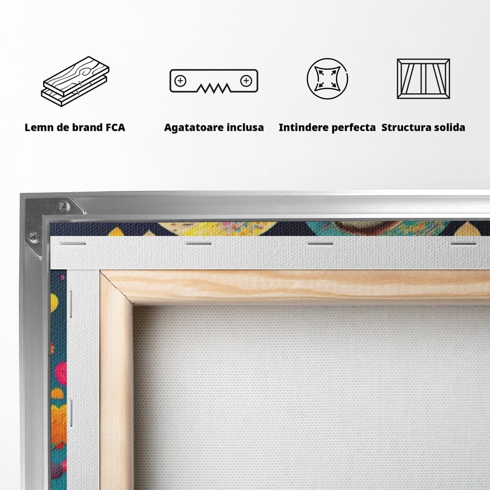 Leinwandbilder Premium LuxCanva® E1022, Die Eulen der Liebe, Eulen, Verbindung, Liebe, Harmonie, Herzen, Wohnzimmer, Lebendige Farben