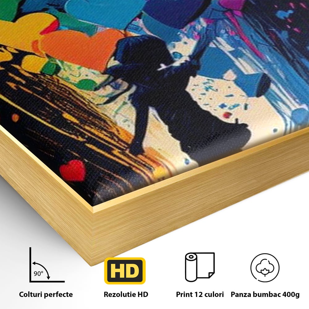 Tablou Canvas Premium LuxCanva® E1023, Puterea Iubirii, Tineresc, Curcubeu, Expresie, Armonie, Creativ, Living Room, Culori vibrante
