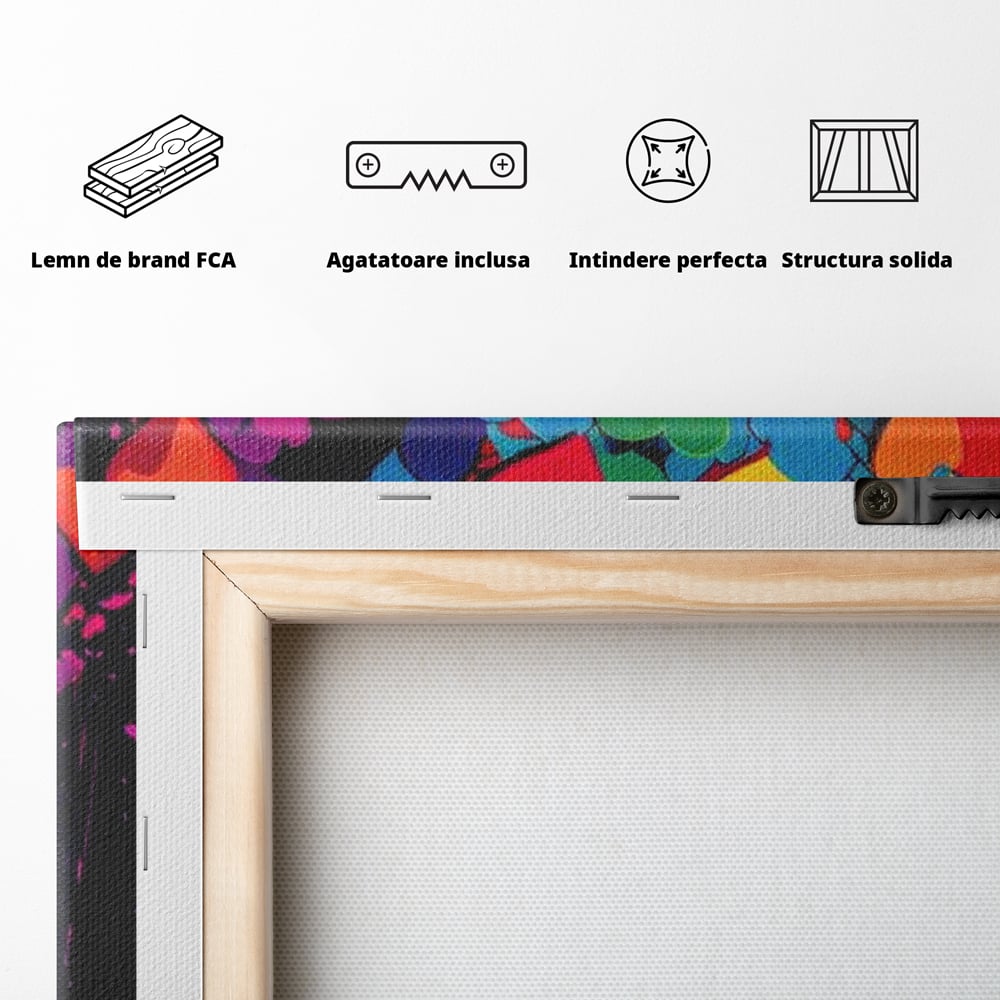 Tablou Canvas Premium LuxCanva® E1023, Puterea Iubirii, Tineresc, Curcubeu, Expresie, Armonie, Creativ, Living Room, Culori vibrante