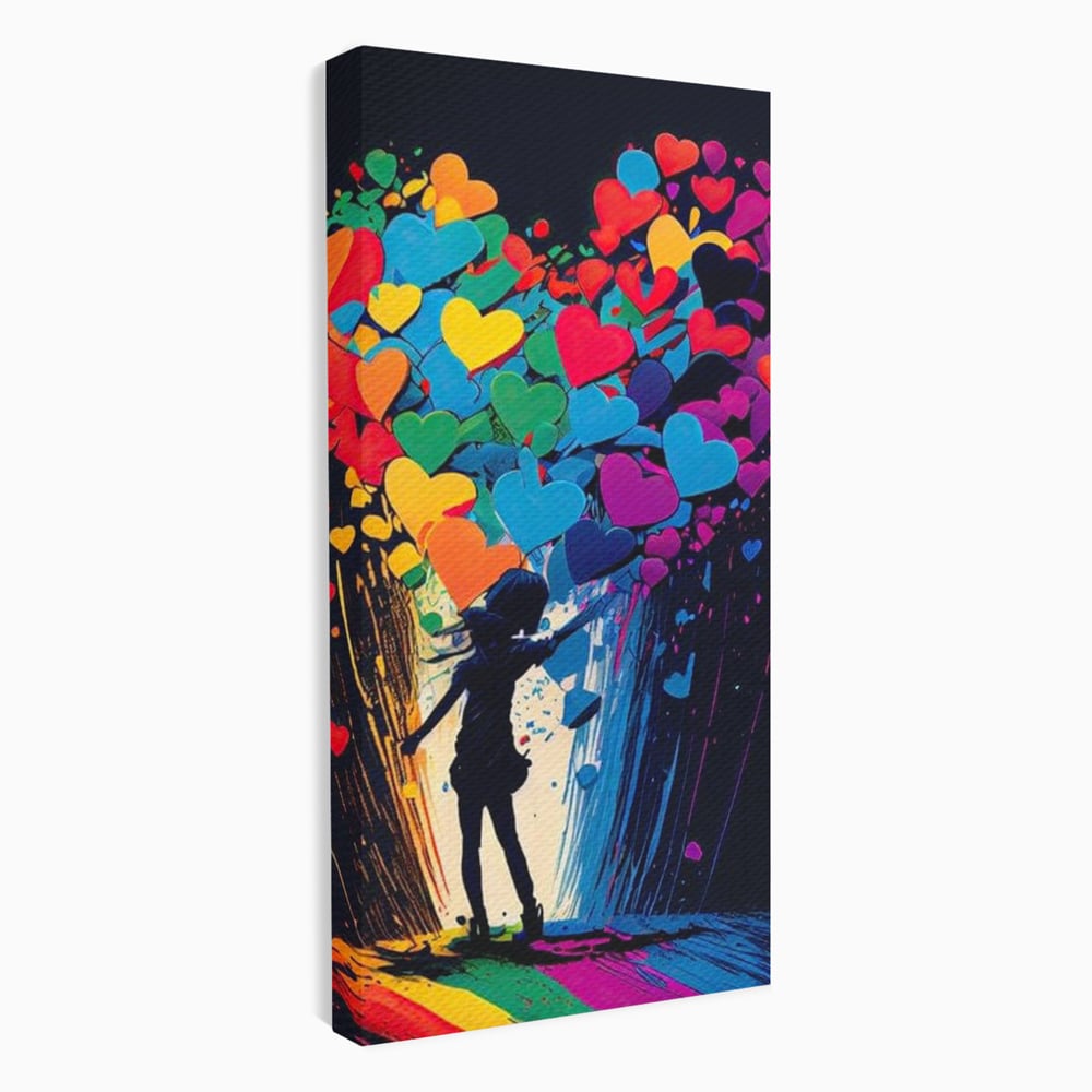Tablou Canvas Premium LuxCanva® E1023, Puterea Iubirii, Tineresc, Curcubeu, Expresie, Armonie, Creativ, Living Room, Culori vibrante