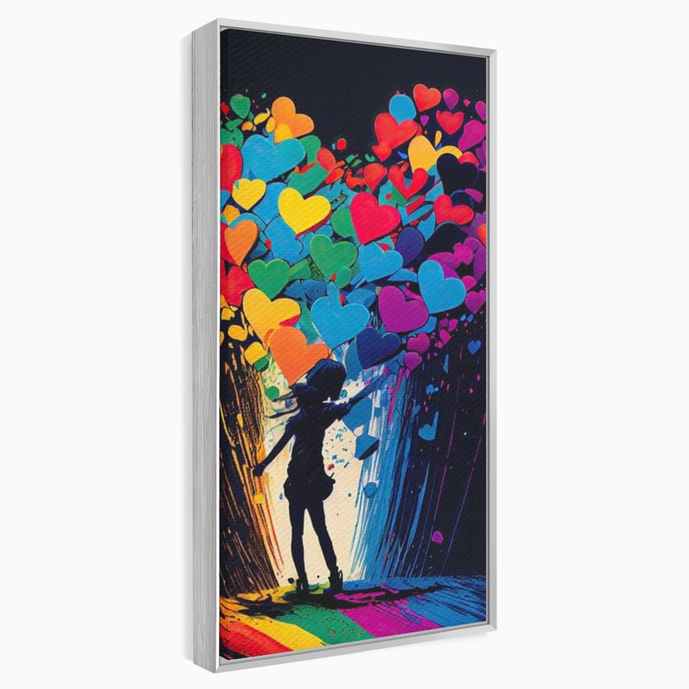 Tablou Canvas Premium LuxCanva® E1023, Puterea Iubirii, Tineresc, Curcubeu, Expresie, Armonie, Creativ, Living Room, Culori vibrante