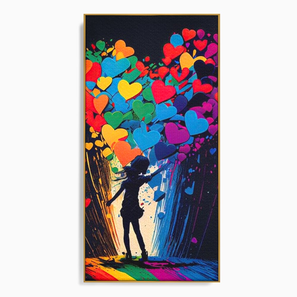 Tablou Canvas Premium LuxCanva® E1023, Puterea Iubirii, Tineresc, Curcubeu, Expresie, Armonie, Creativ, Living Room, Culori vibrante
