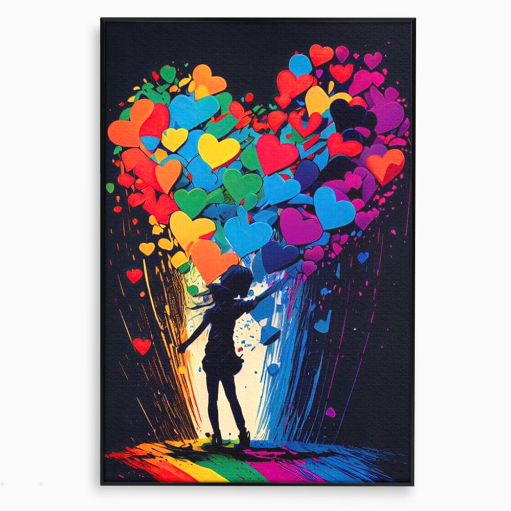 Tablou Canvas Premium LuxCanva® E1023, Puterea Iubirii, Tineresc, Curcubeu, Expresie, Armonie, Creativ, Living Room, Culori vibrante