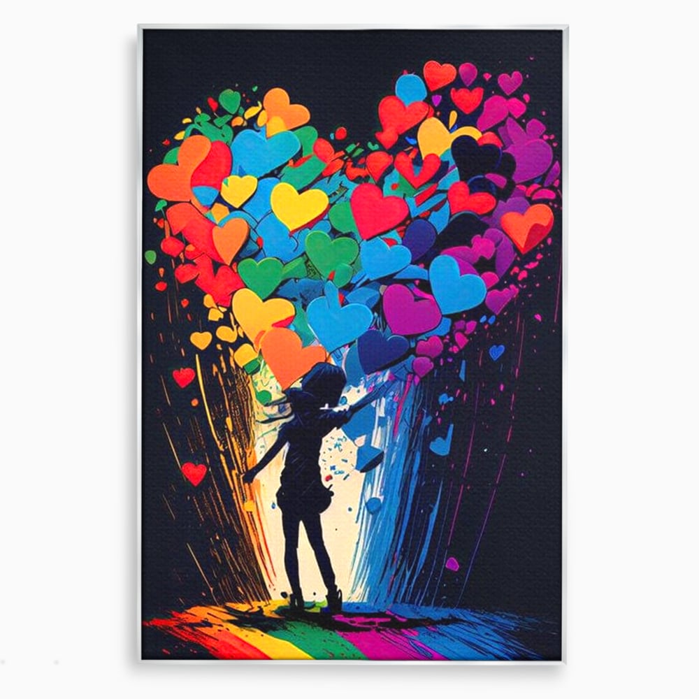 Tablou Canvas Premium LuxCanva® E1023, Puterea Iubirii, Tineresc, Curcubeu, Expresie, Armonie, Creativ, Living Room, Culori vibrante