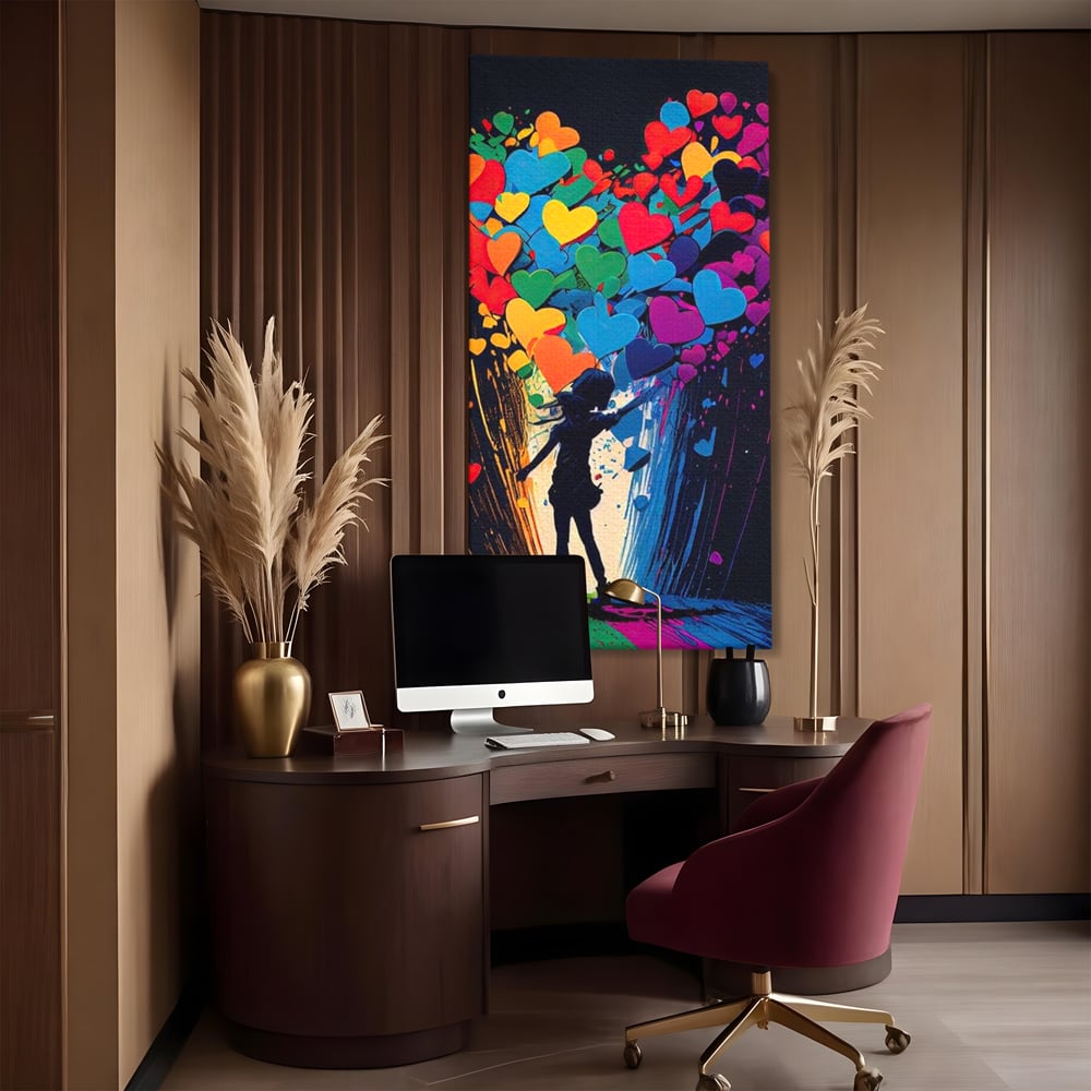 Tablou Canvas Premium LuxCanva® E1023, Puterea Iubirii, Tineresc, Curcubeu, Expresie, Armonie, Creativ, Living Room, Culori vibrante