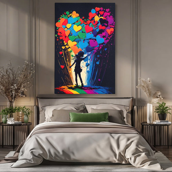Tablou Canvas Premium LuxCanva® E1023, Puterea Iubirii, Tineresc, Curcubeu, Expresie, Armonie, Creativ, Living Room, Culori vibrante