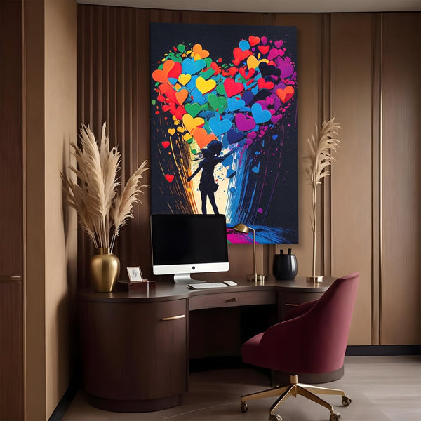 Tablou Canvas Premium LuxCanva® E1023, Puterea Iubirii, Tineresc, Curcubeu, Expresie, Armonie, Creativ, Living Room, Culori vibrante