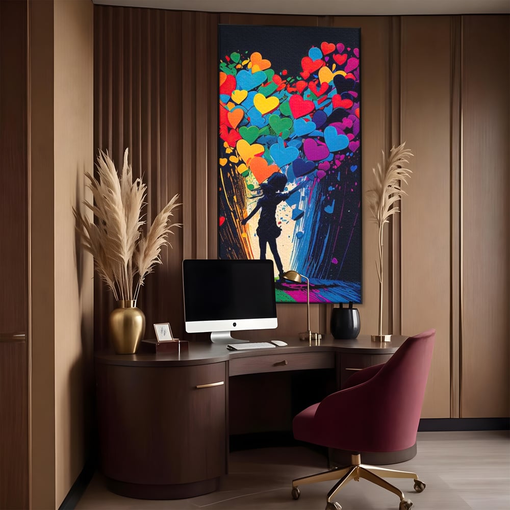 Tablou Canvas Premium LuxCanva® E1023, Puterea Iubirii, Tineresc, Curcubeu, Expresie, Armonie, Creativ, Living Room, Culori vibrante