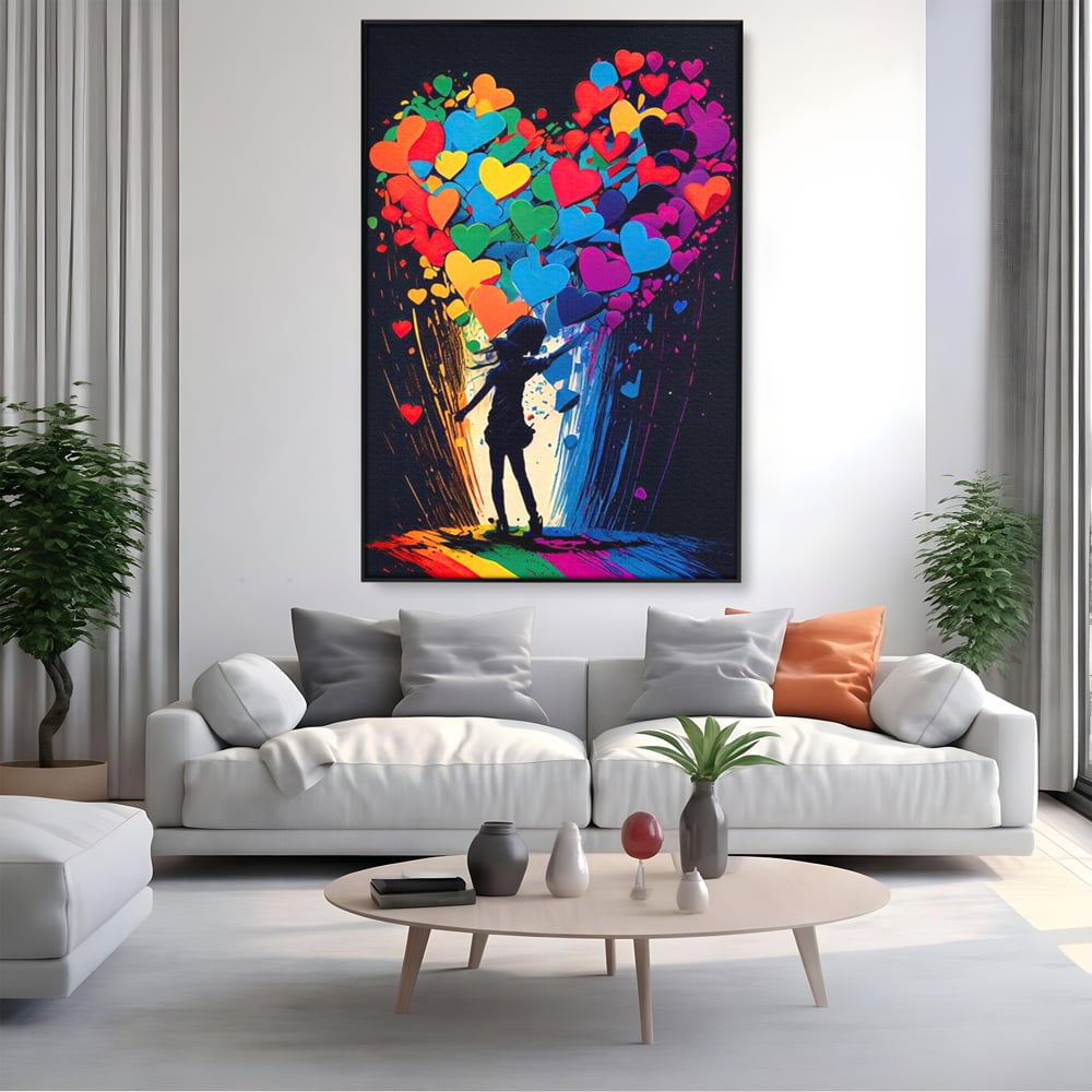 Tablou Canvas Premium LuxCanva® E1023, Puterea Iubirii, Tineresc, Curcubeu, Expresie, Armonie, Creativ, Living Room, Culori vibrante