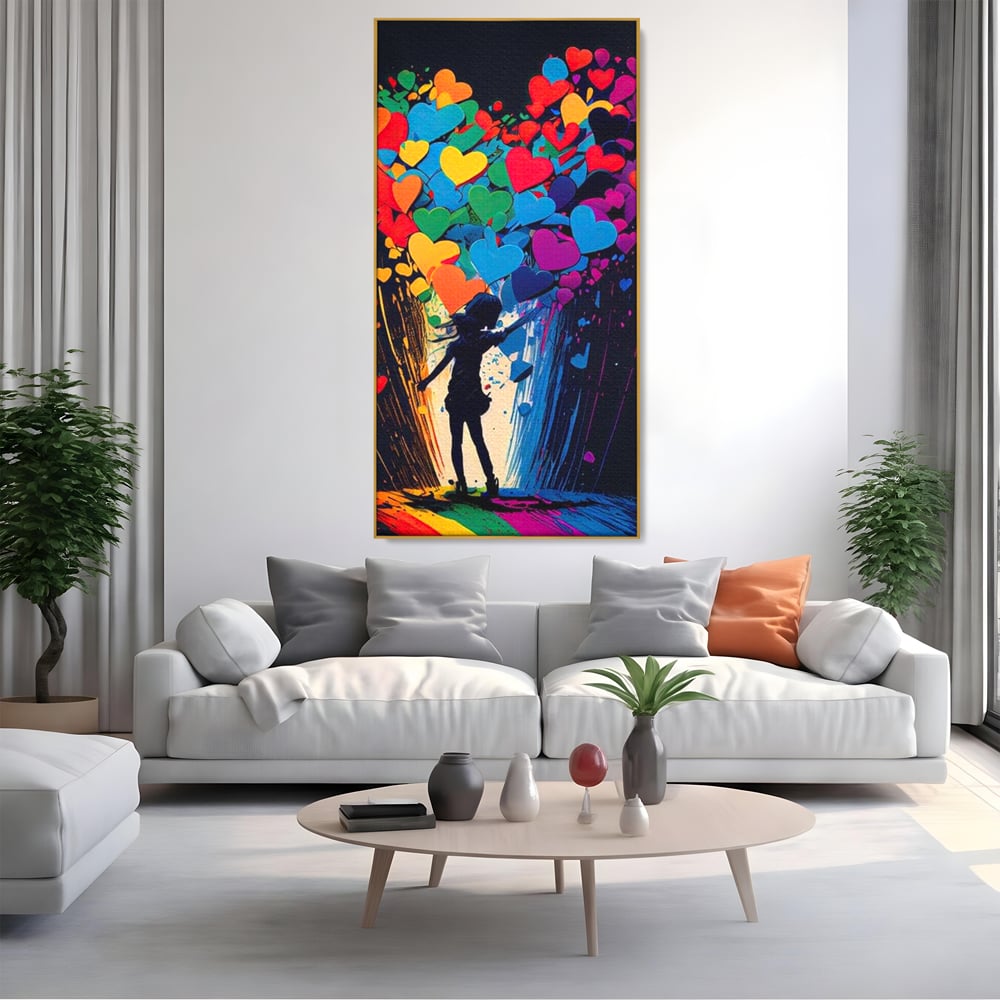 Tablou Canvas Premium LuxCanva® E1023, Puterea Iubirii, Tineresc, Curcubeu, Expresie, Armonie, Creativ, Living Room, Culori vibrante
