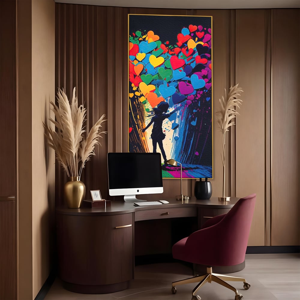 Tablou Canvas Premium LuxCanva® E1023, Puterea Iubirii, Tineresc, Curcubeu, Expresie, Armonie, Creativ, Living Room, Culori vibrante