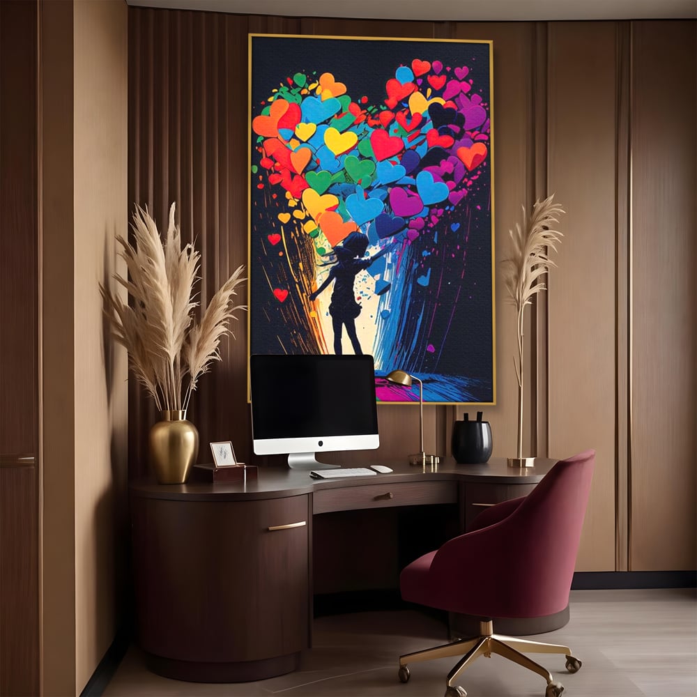 Tablou Canvas Premium LuxCanva® E1023, Puterea Iubirii, Tineresc, Curcubeu, Expresie, Armonie, Creativ, Living Room, Culori vibrante